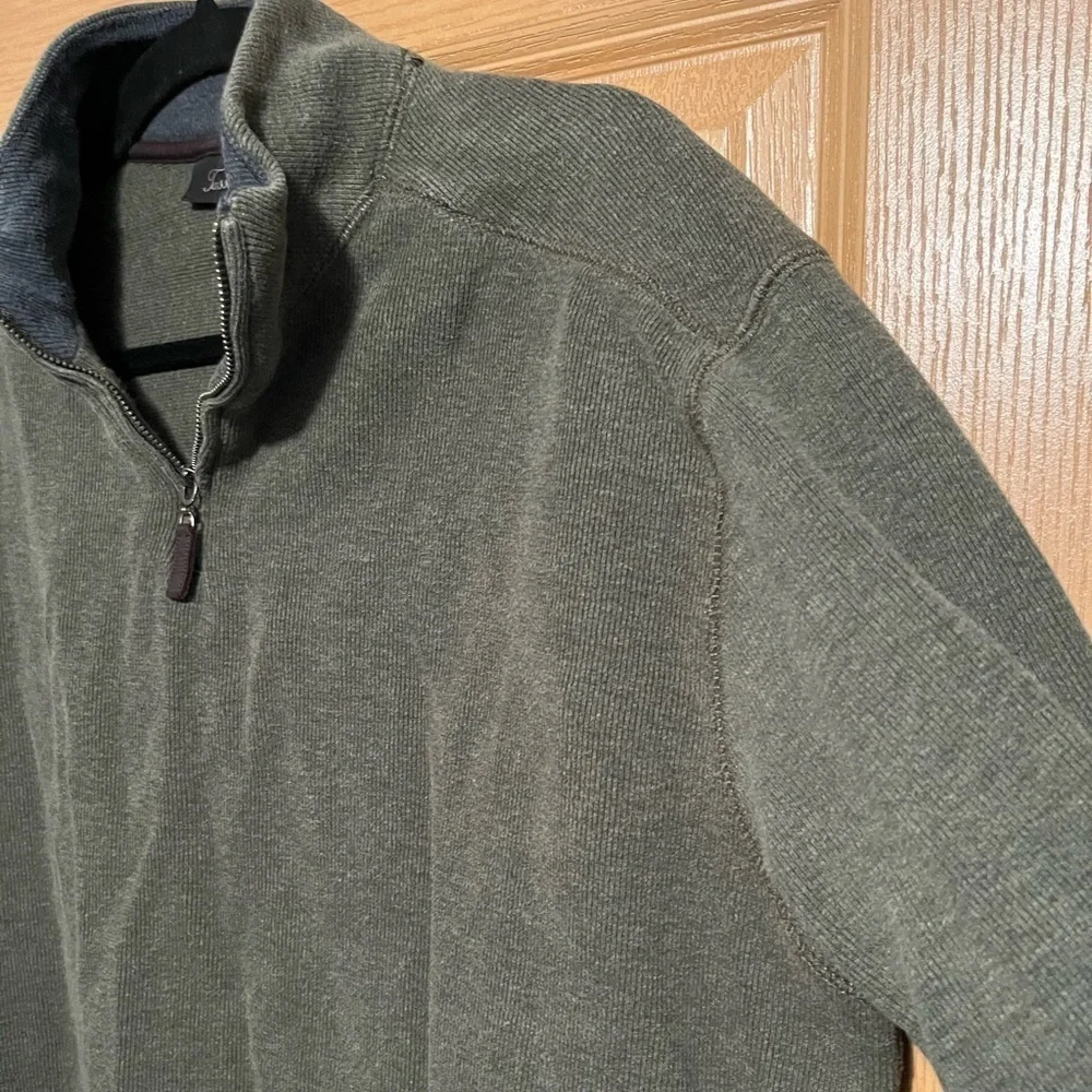 Tasso Elba Men's Green Quarter Zip 100% Cotton Long Sleeve Sweater